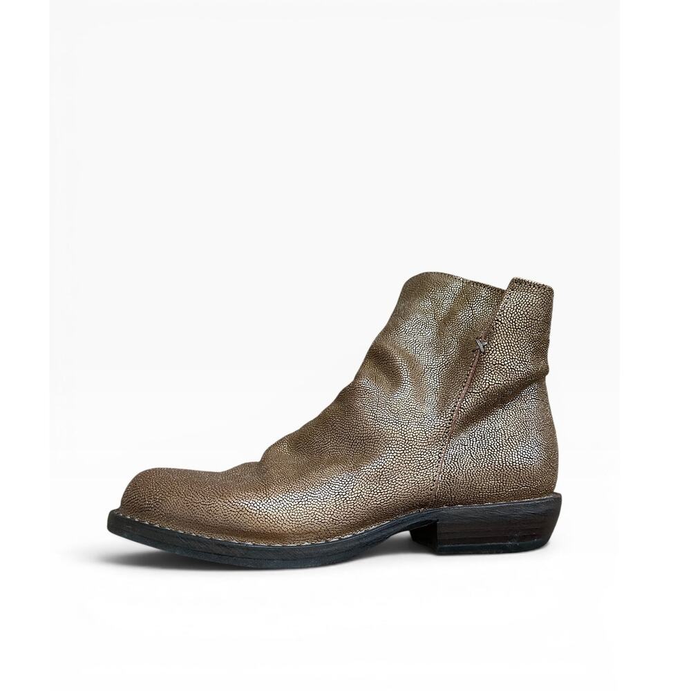 Fiorentini+Baker Bronze Pebbled Leather Ankle Boot Size 37
